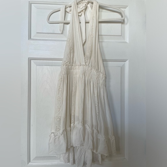 OCEAN DRIVE WOMEN’S WHITE HALTER EYELET BEACH DRESS SIZE S - Picture 1 of 5